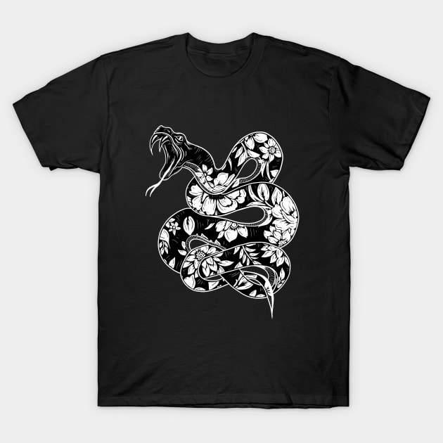 Floral snake T-Shirt by Jess Adams